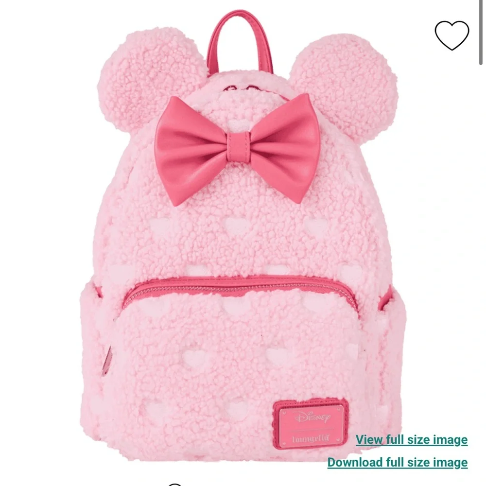 Loungefly Minnie Mouse Exclusive Hearts Strawberry Scented Sherpa Bundle - Picture 8 of 13
